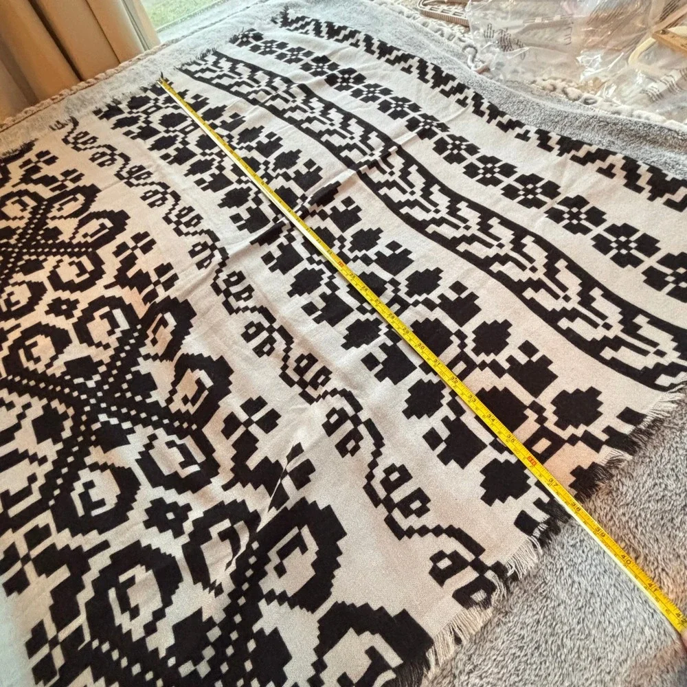 Michael Stars Geometric Tribal‎ Fringe Oversized Scarf Wrap Festival Boho 20077